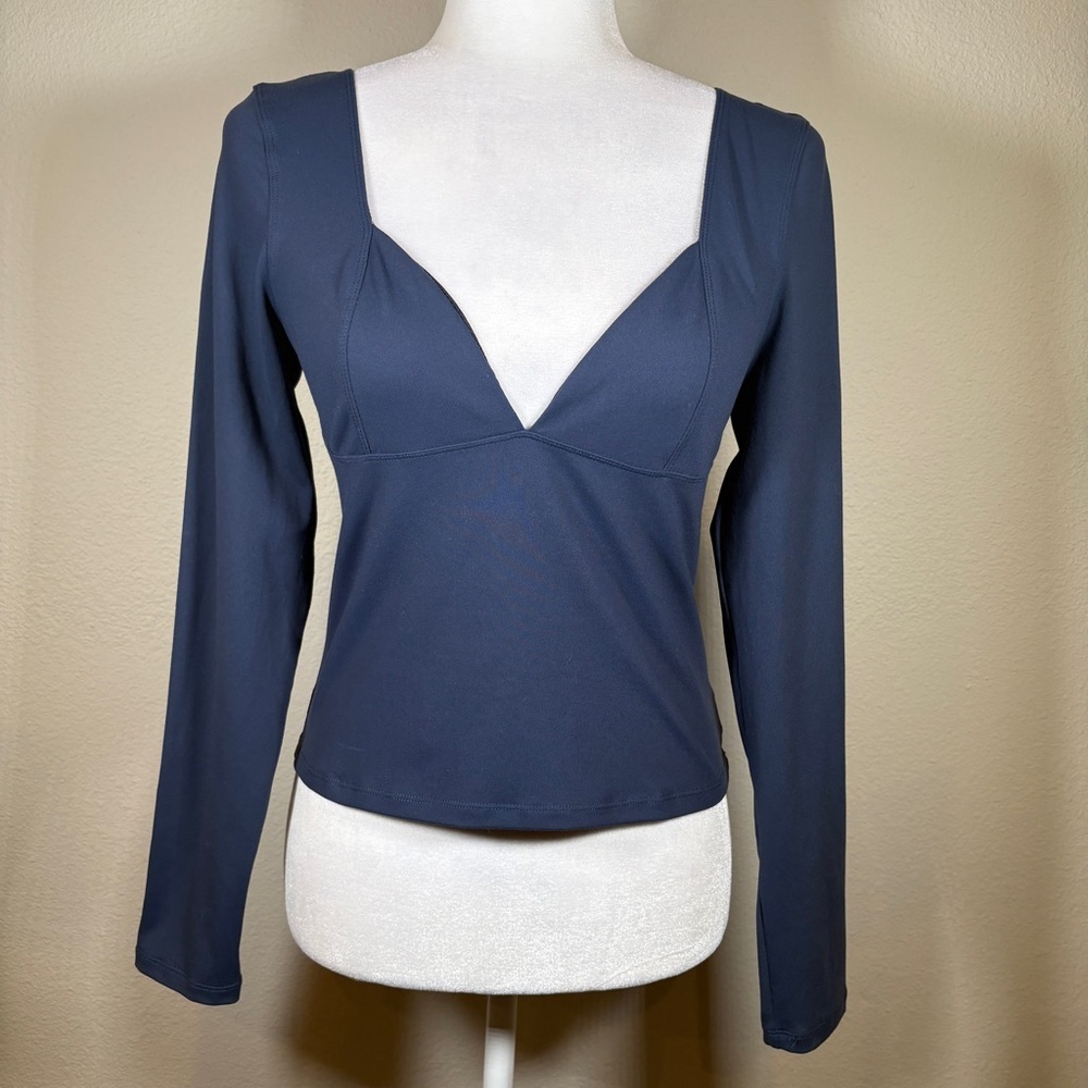Intimately by Free People Deep Blue Long Sleeve Blouse Size Medium